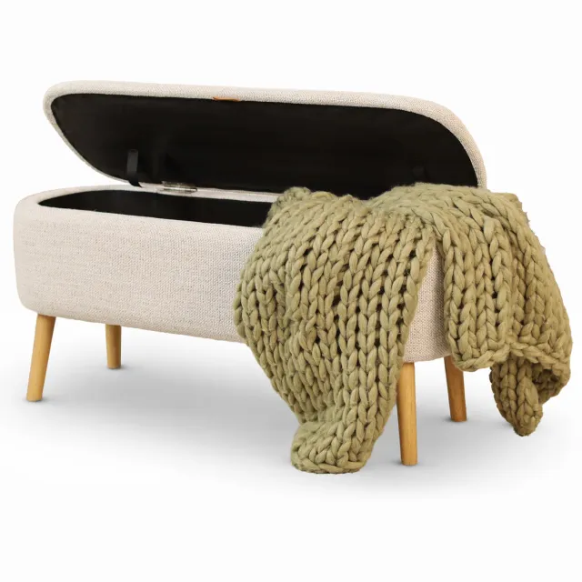 Nolon Juna bankje met opbergruimte beige melange - 95 x 37 cm