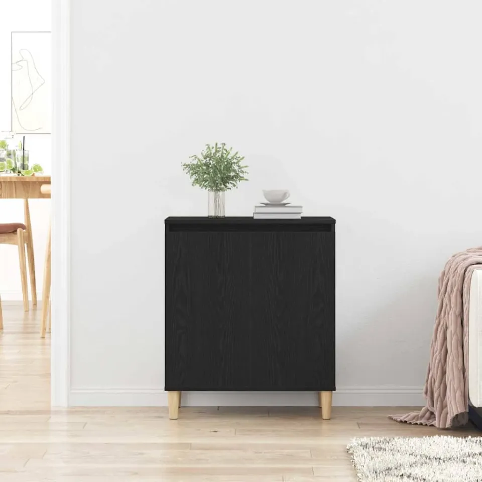 vidaXL Dressoir Zwart Eiken 60 x 35 x 70 cm Bewerkt hout, foto 3