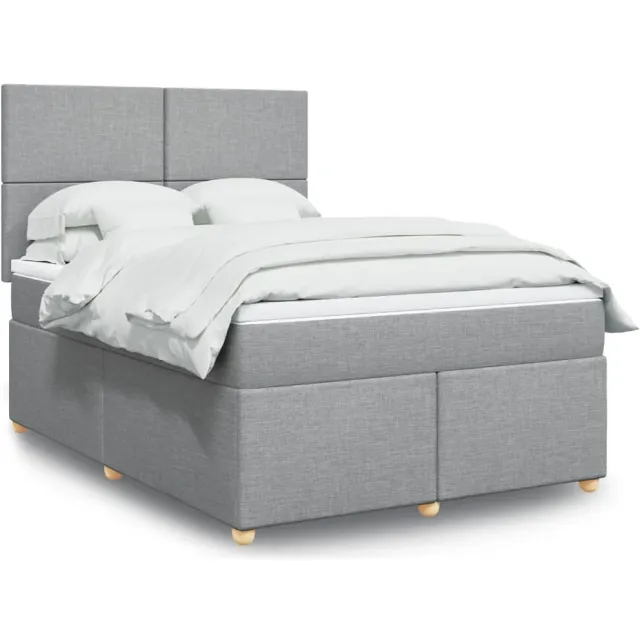 vidaXL Boxspring met matras stof lichtgrijs 140x190 cm grijs