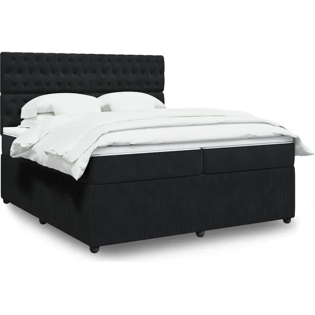 vidaXL Boxspring met matras fluweel zwart 200x200 cm