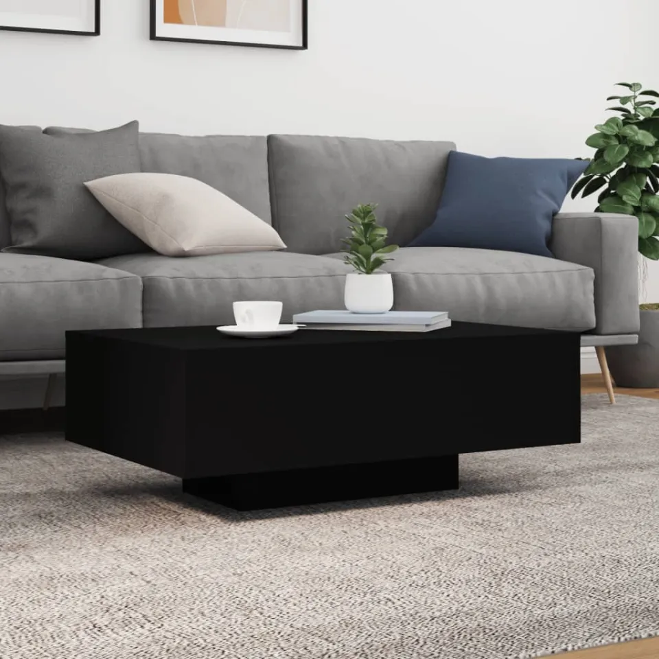 vidaXL Salontafel met LED-verlichting 85x55x31 cm zwart, foto 3