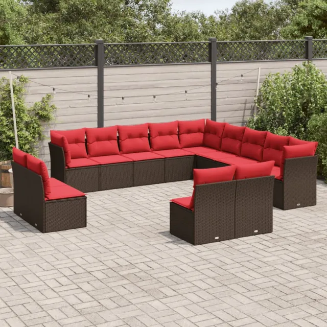vidaXL 13-delige tuinbankset met kussens, bruin polyrotan, foto 2