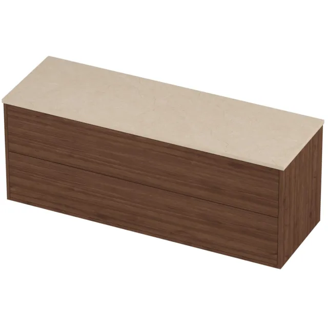 Proline Deck Badmeubelset Hardsteen Voor Grepen Symmetrisch 140x46x54 cm Sand Stone Indian Walnut Houtlook