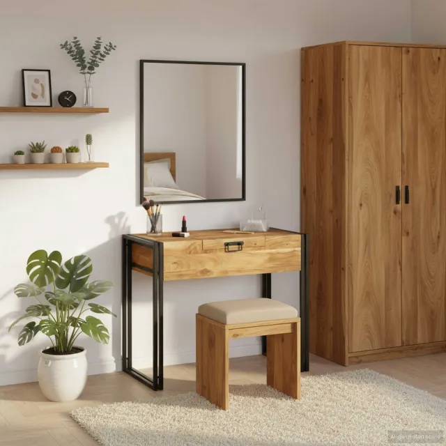 vidaXL Slaapkamer Kaptafels Bruin 90 x 50 x 75 cm Massief acaciahout, foto 2
