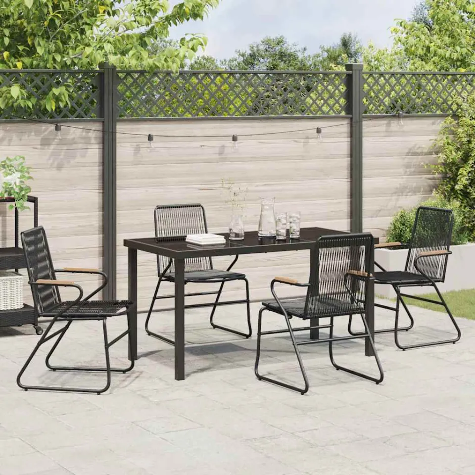 vidaXL Tuin eettafelset 5 st Zwart Gepoedercoat staal, foto 3