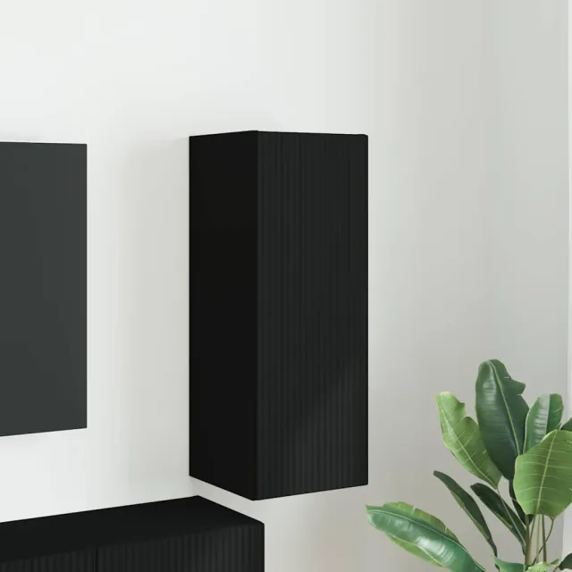 vidaXL TV Wandkast 30 x 31 x 80 cm Zwart Bewerkt hout