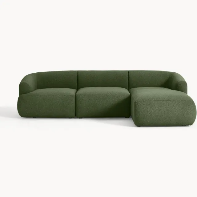 Westwing Collection Modulaire bouclé hoekbank Sofia (3-zits) Groen