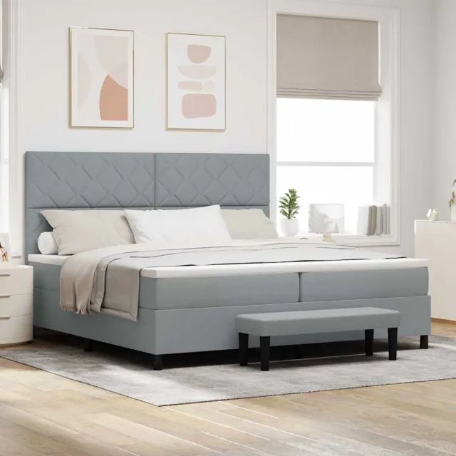 vidaXL Boxspringbed met hoofdeinde Lichtgrijs 200 x 200 cm Stof