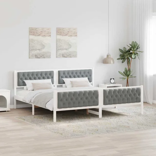 vidaXL Bedframe Lichtgrijs 200 x 200 cm Massief grenenhout Wit