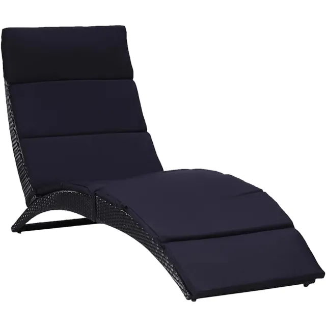vidaXL Ligbed met kussen poly rattan zwart