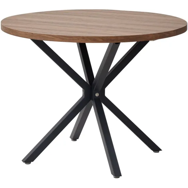 CreateEcom ronde eettafel - keukentafel - koffietafel - eetkamertafel - 100 cm - massief houten tafelblad - stalen poten - bruin