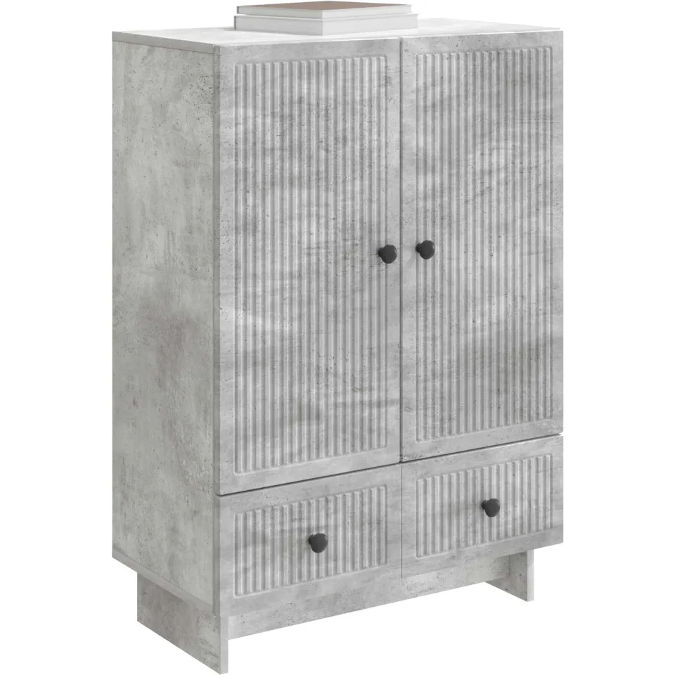 vidaXL Dressoir Beton Grijs 66 x 34,5 x 95 cm Geconstrueerd hout