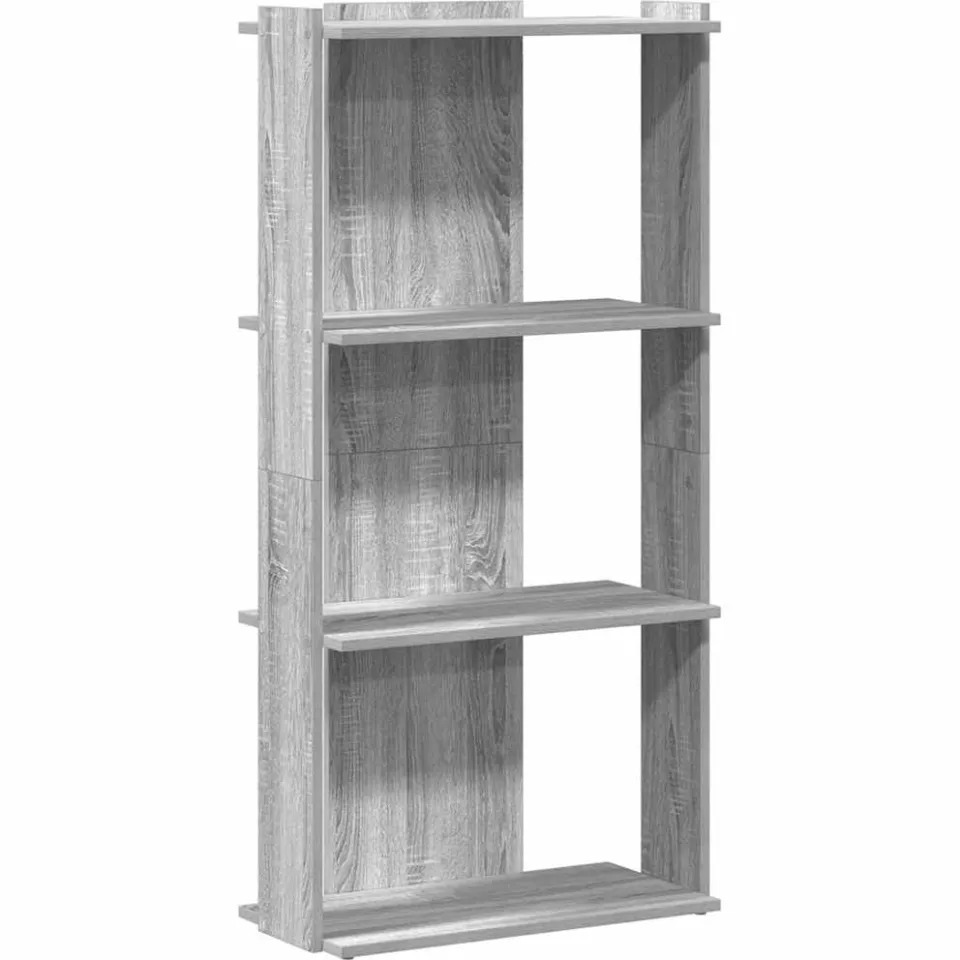 vidaXL Boekenkast 3-laags 60x30x120 cm bewerkt hout grijs sonoma eiken, foto 3