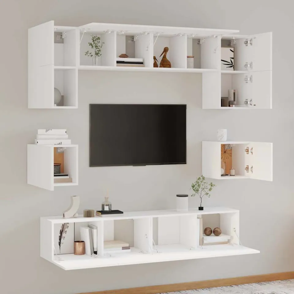 vidaXL 8-delige Tv-meubelset bewerkt hout wit, foto 3