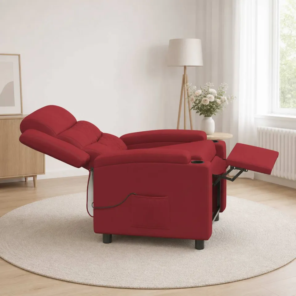 vidaXL Massage-relaxstoel Wijnrood 75 x 93 x 98 cm Stof, foto 4