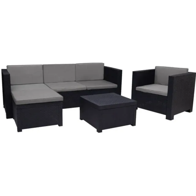 J.T.R Tuinset-Tuinmeubelen-Graphite hoekbankset – Modulaire hoekmeubelset voor buiten – duurzame opbergoplossing van gerecycled kunststof. Grafiet