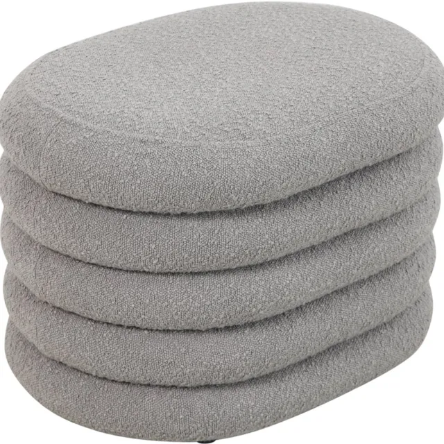 SVITA BLOSSOM S kruk - met opbergruimte poef boucle bekleding lichtgrijs