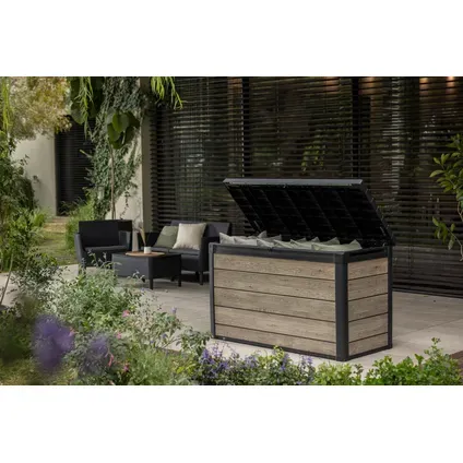Keter Kussenbox Signature Ashwood - Houtlook - Bruin - 757l - 151,7x72,5x90cm, foto 2