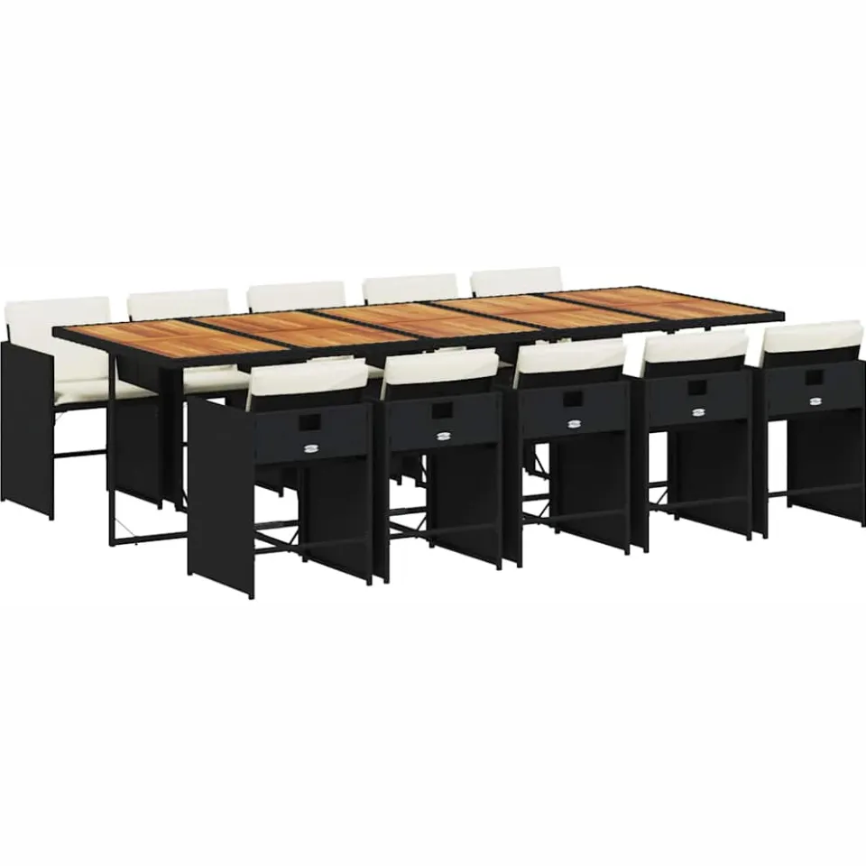 vidaXL 11-delige Tuinset met kussens poly rattan zwart, foto 3