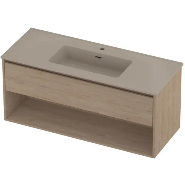 Proline Tribute Badmeubelset Porselein Elegant 1 Gat 120x46x54 cm Mat Crème Cotton Ideal Oak Eiken