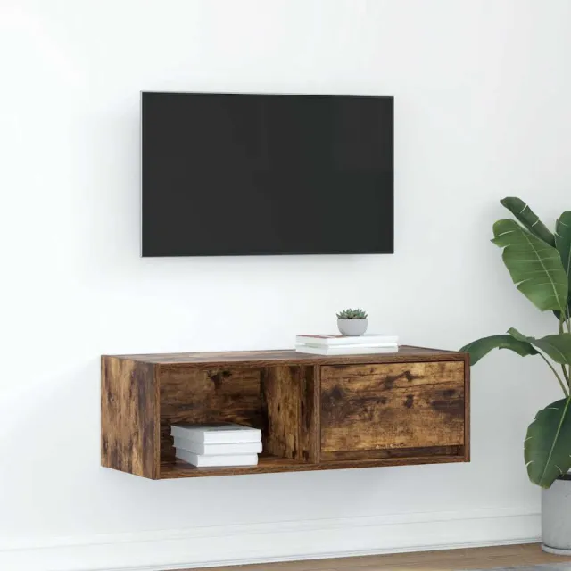 vidaXL Tv-meubel 80x31x25,5 cm bewerkt hout gerookt eikenkleurig, foto 2