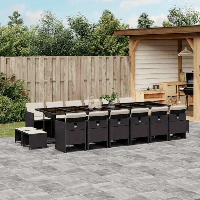 vidaXL 17-delige Tuinset met kussens poly rattan bruin, foto 2