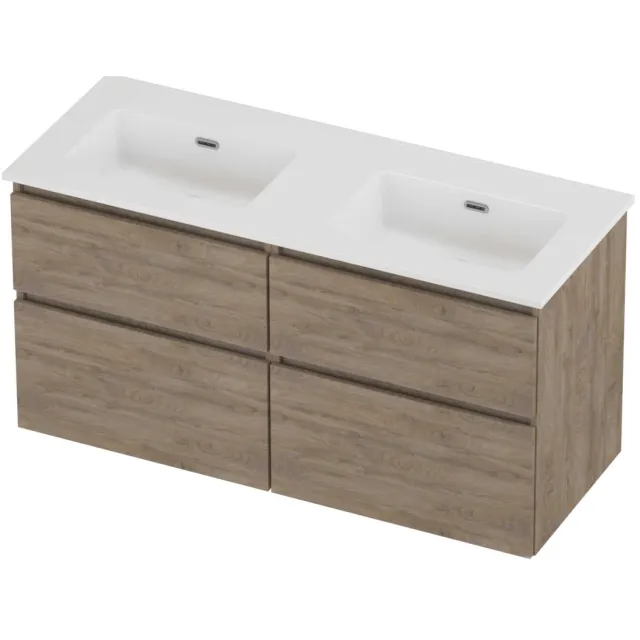 Proline Tribute Badmeubelset Porselein Elegant 120x46x62 cm Glans Wit Raw Oak Eiken