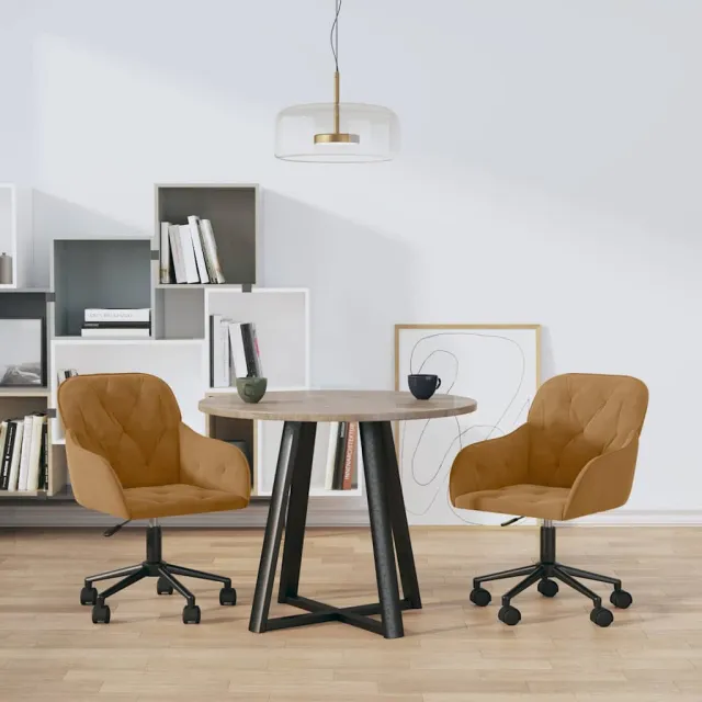 vidaXL Eetkamerstoelen draaibaar 2 st fluweel bruin, foto 2