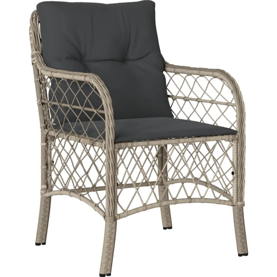 vidaXL 7-delige Tuinset met kussens poly rattan grijs