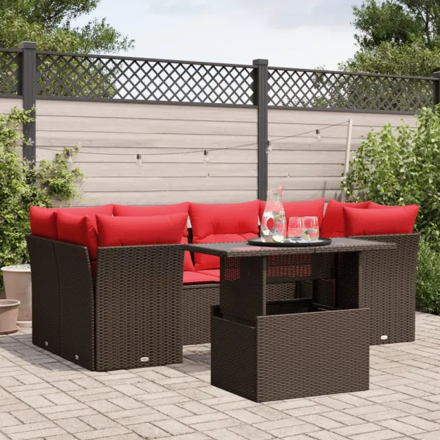 vidaXL 7-delige tuinbankset met kussens, bruin polyrotan, foto 2