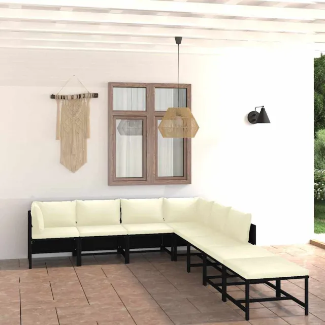 vidaXL 8-delige Loungeset met kussens poly rattan zwart, foto 2