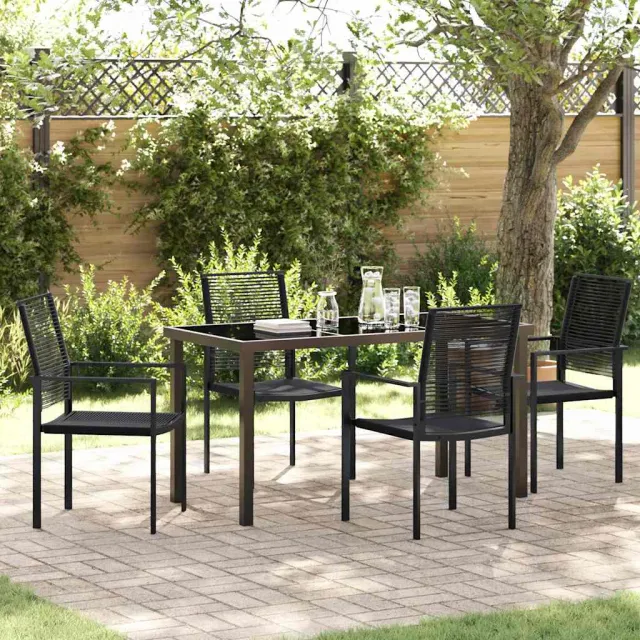 vidaXL Tuin eettafelset 5 st Zwart Gepoedercoat staal