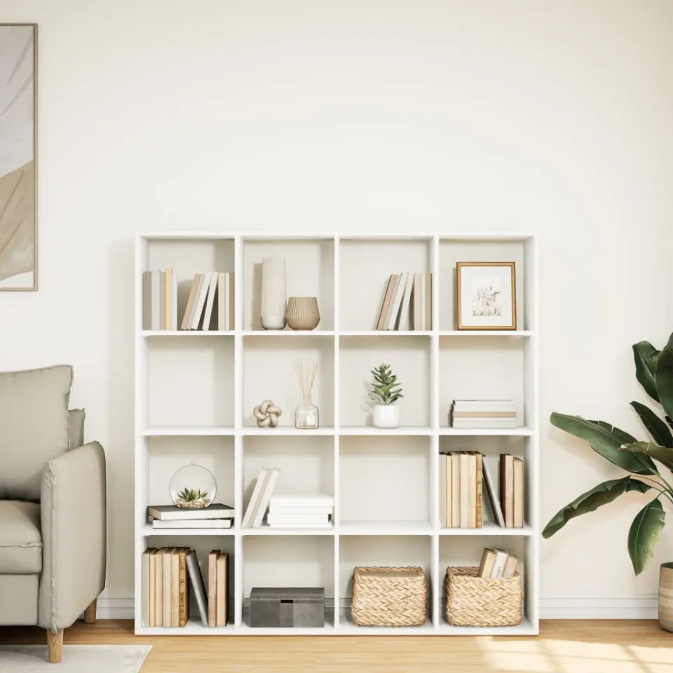 vidaXL Boekenkast 137,5x29x137,5 cm bewerkt hout wit, foto 4