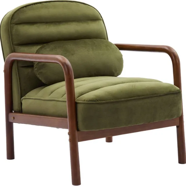 sweeek Vintage fauteuil met walnootkleurig hout en fluweel - amélie