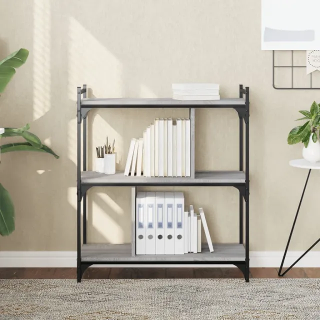 vidaXL Boekenkast 3-laags 76x32x88 cm bewerkt hout grijs sonoma, foto 2