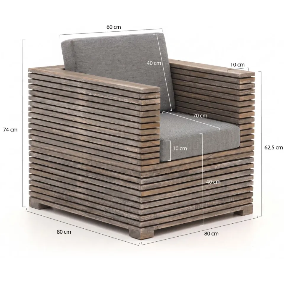 ROUGH Furniture ROUGH-C stoel-bank loungeset 4-delig Grijs