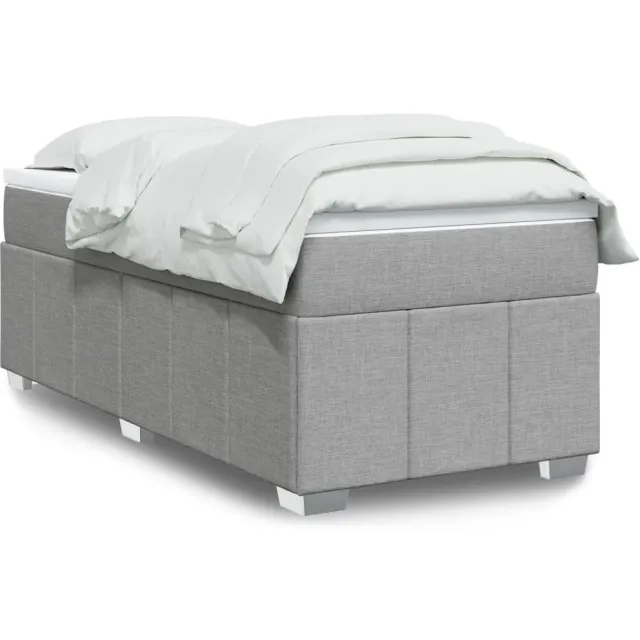 vidaXL Boxspring met matras stof lichtgrijs 80x200 cm grijs