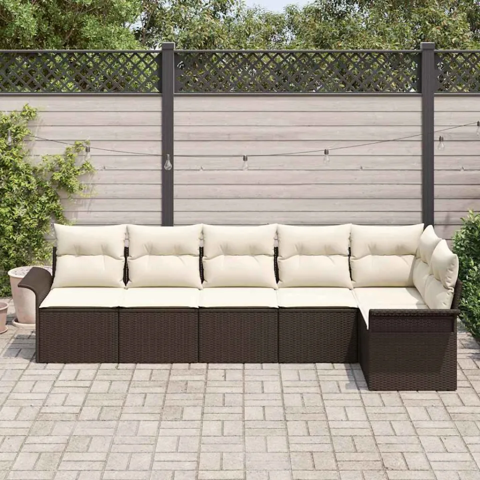 vidaXL Tuin Sofa Set 6 st Bruin poly rattan, foto 3