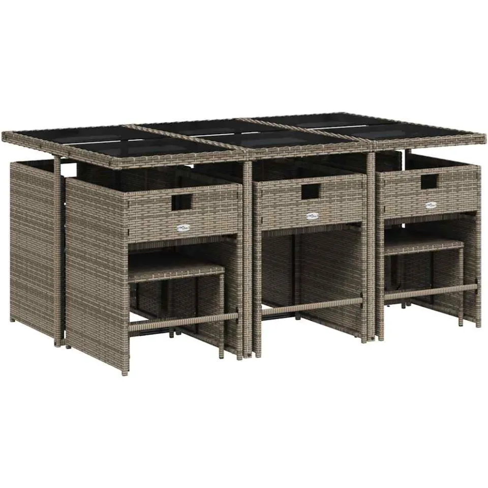 vidaXL 11-delige Tuinset met kussens poly rattan grijs, foto 4