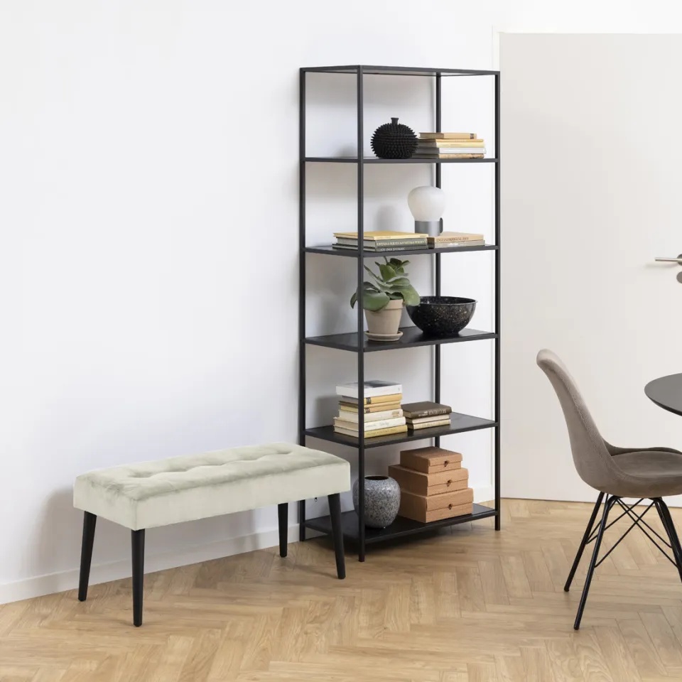 Lisomme Vic houten staande boekenkast zwart - 77 x 185 cm, foto 2