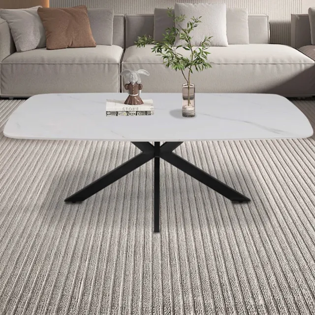 Rousseau Salontafel 'Apollo' 130 cm Deens Ovaal Steen Wit mat - marmerlook