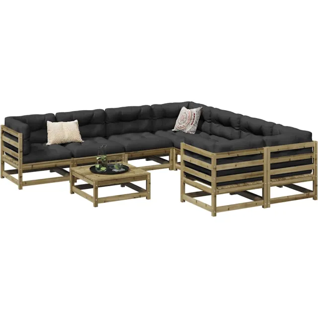 vidaXL 9-delige Loungeset geïmpregneerd grenenhout bruin, foto 2