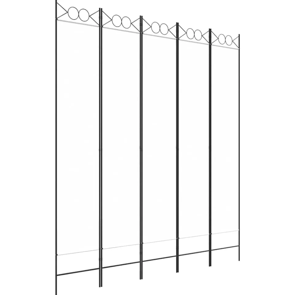 vidaXL Kamerscherm met 5 panelen 200x220 cm stof wit, foto 3