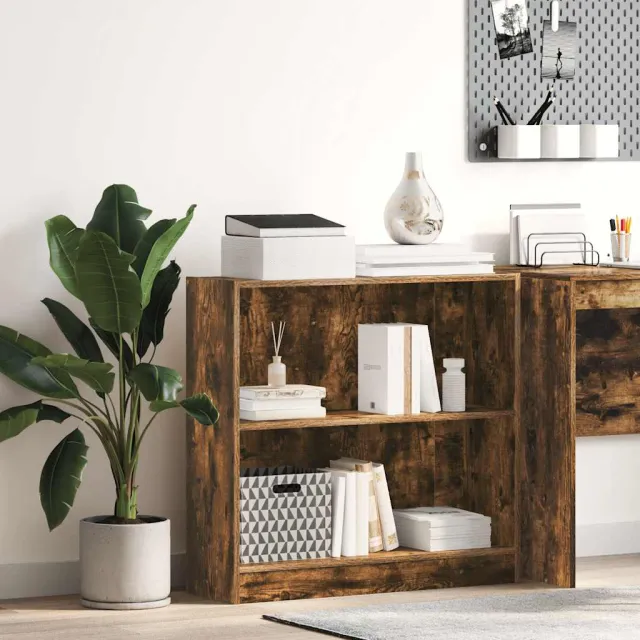 vidaXL Boekenkast 80x24x76 cm bewerkt hout gerookt eikenkleurig, foto 2