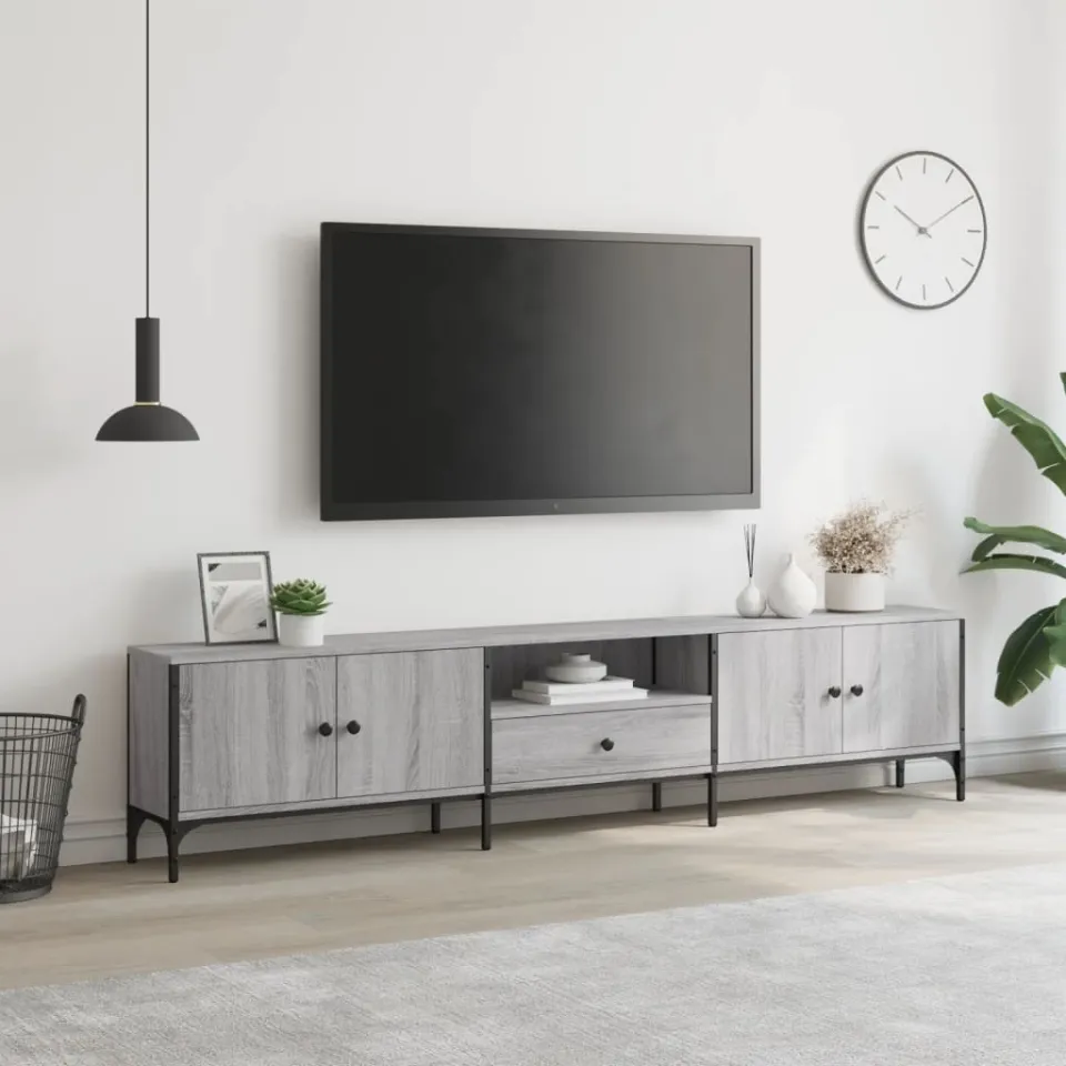 vidaXL Tv-meubel met lade 200x25x44 cm bewerkt hout grijs sonoma eiken, foto 3
