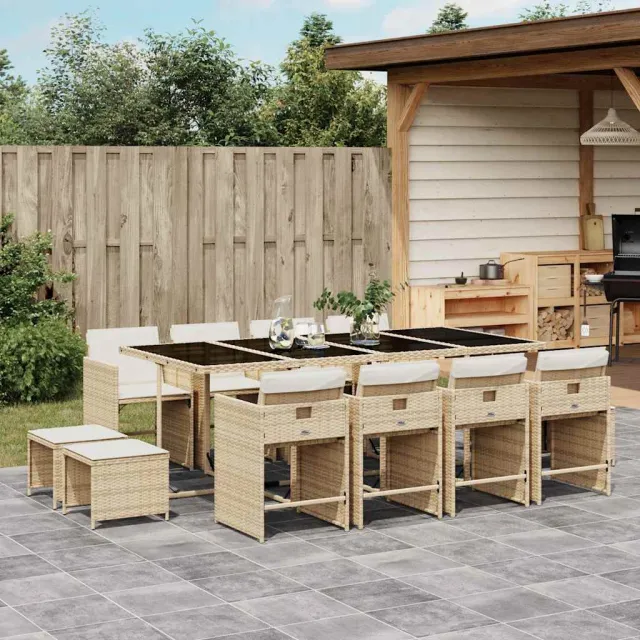 vidaXL 13-delige Tuinset met kussens poly rattan beige, foto 2