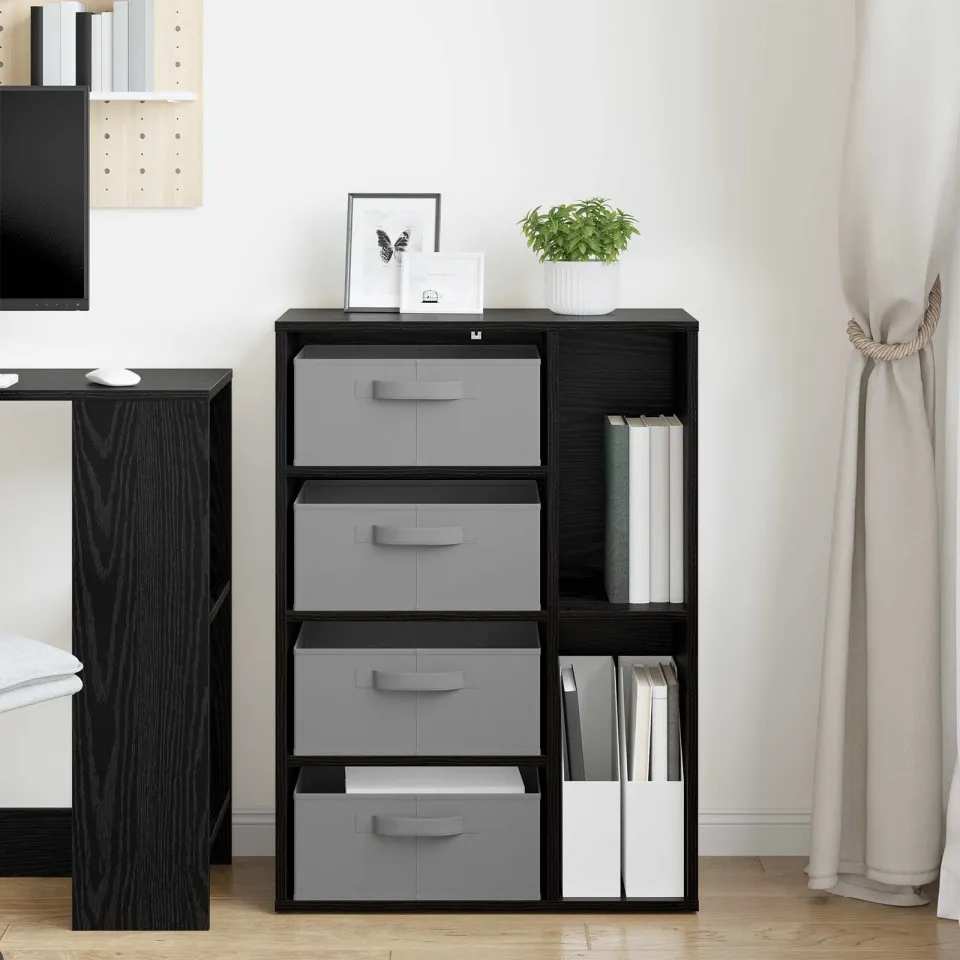 vidaXL Dressoir Zwart eiken 60 x 33,5 x 84 cm, foto 3