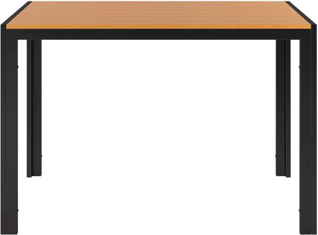 Happiq Tuintafel Zyrell - Buitentafel - Eettafel buiten - Outdoor - Voor Tuin & Terras - Rechthoekige Aluminium Tafel met Metalen Lattenbodem -110x70x73 cm - Hout Bruin
