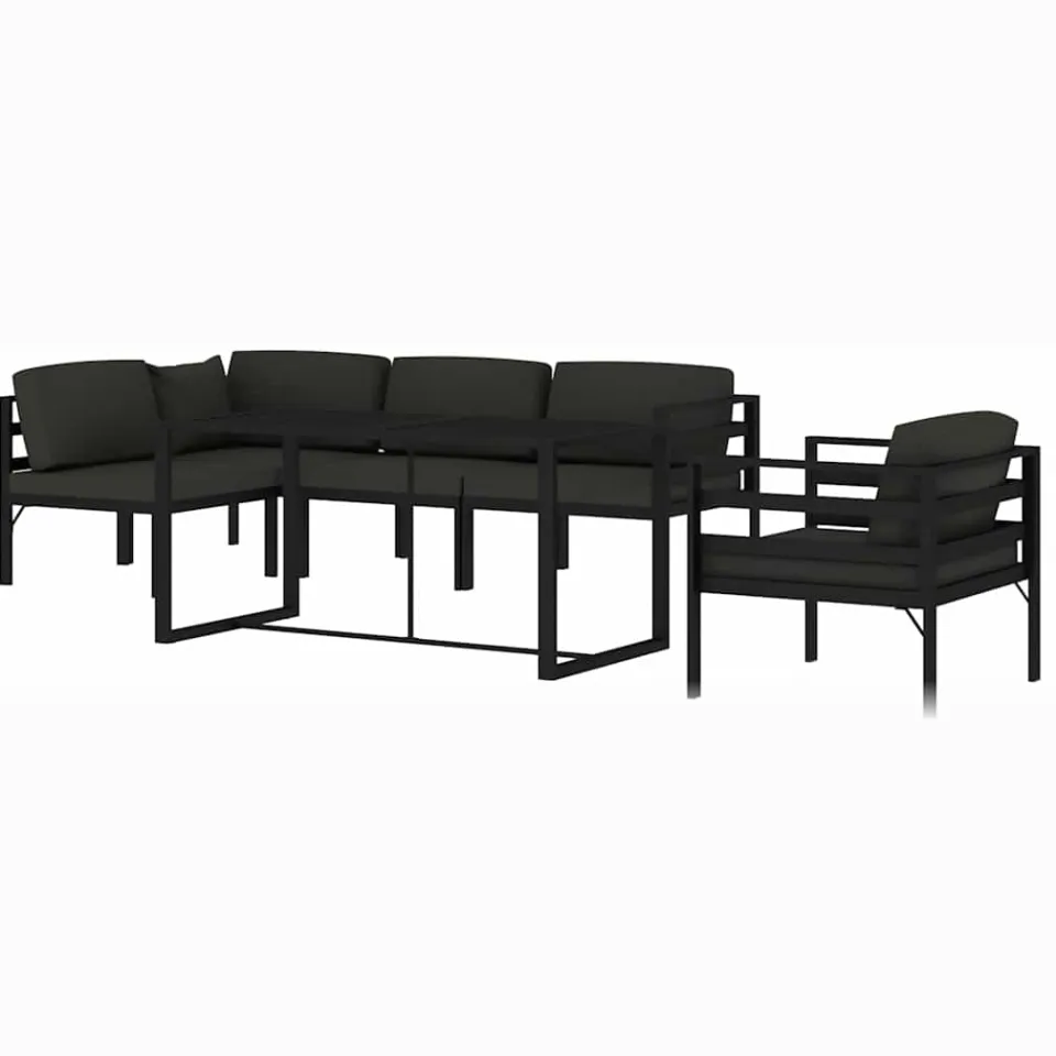 vidaXL 6-delige Loungeset met kussens aluminium antracietkleurig