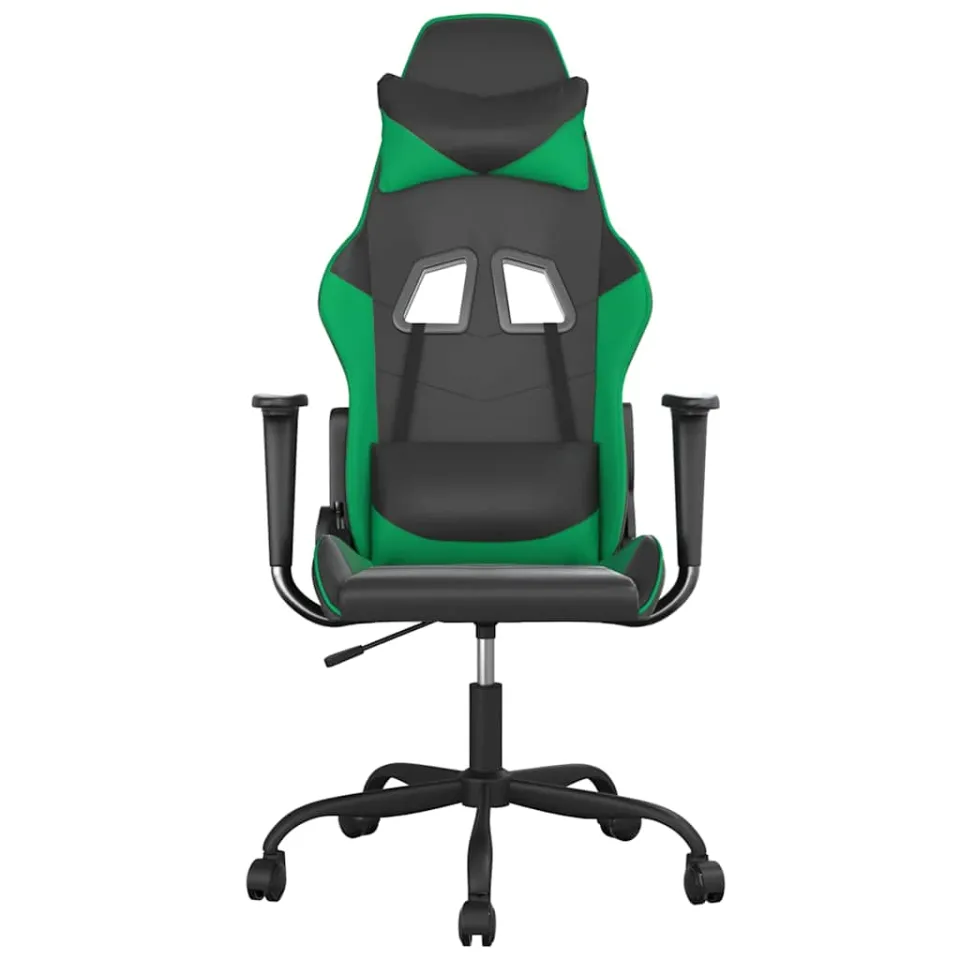 vidaXL Massage gamestoel kunstleer zwart en groen